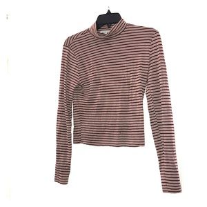 Black and taupe striped turtleneck